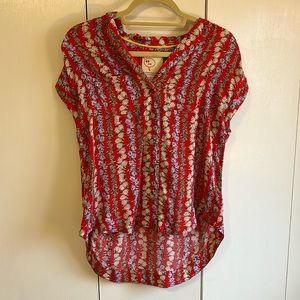 Anthropologie Floral Short Sleeve Button Up size XS